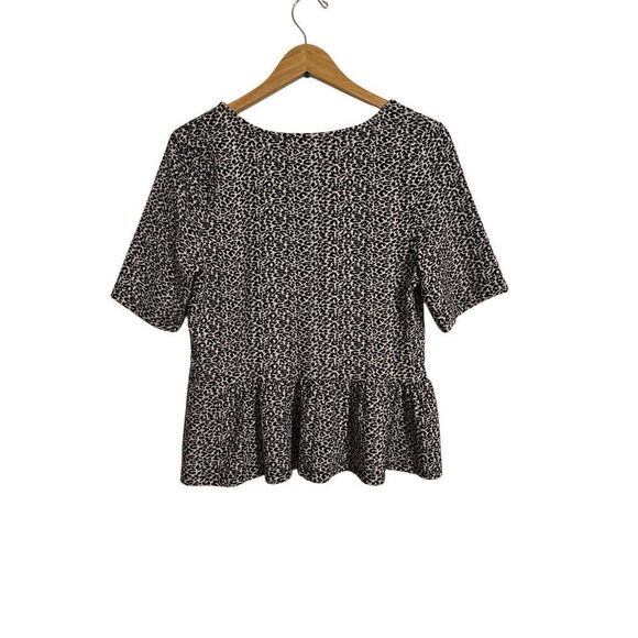 Brand New Anthropologie Maeve Peplum Scoop Neck Leopard Print Black White Tank - Picture 5 of 14